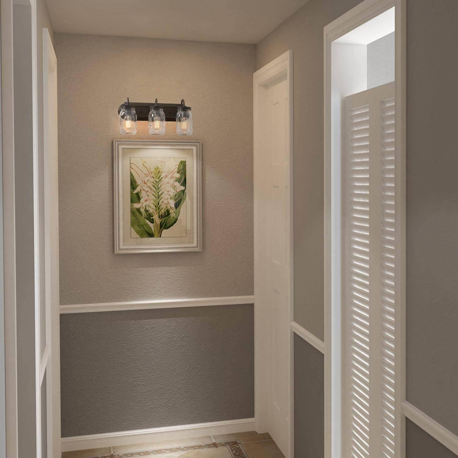 Alt View 1. Cedar Assembly - Bathroom Vanity Light Fixtures Mason Jar Lights For Farmhouse Over Mirror - Black 3-Light Mason Jar Vanity Light.