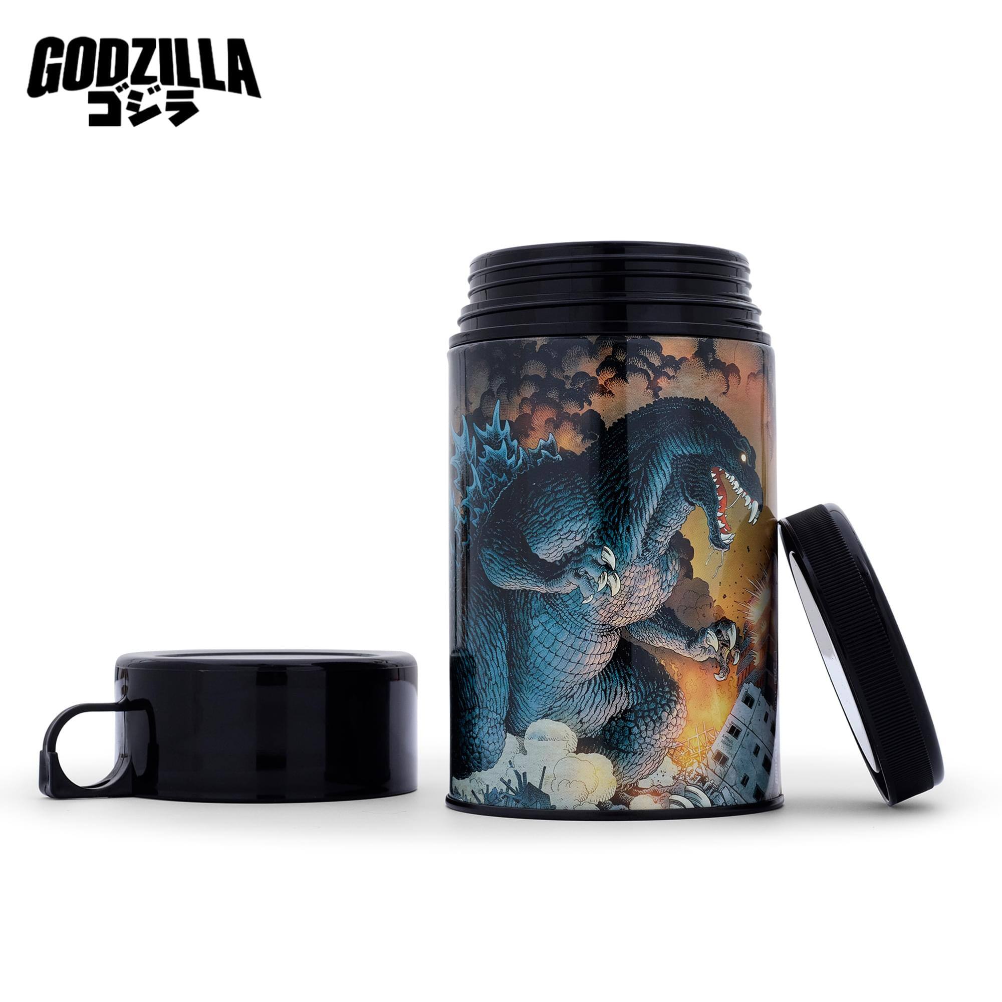 Alt View 2. Surreal Entertainment - Godzilla Vs. Mechagodzilla Metal Tin Lunchbox With Beverage Container - Black.
