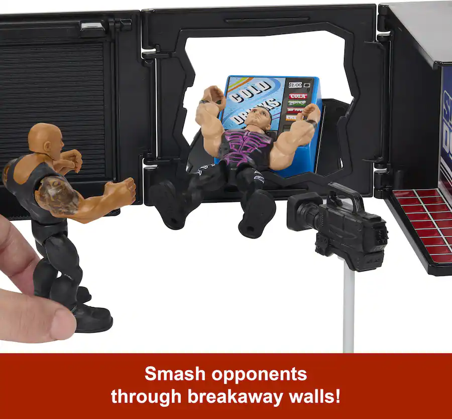Wrestling Arena Stairs Playset - Large Backdrop With Crowd, For 6-8" Action Figures, 14" Long Stairs