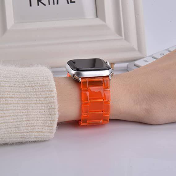 Alt View 4. Worryfree Gadgets - Worryfree Gadgets Transparent Lightweight Clear Resin Band for Apple Watch 38/40/41mm - Clear Orange - Clear Orange.