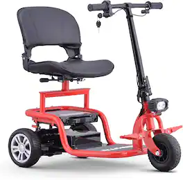 Hover Heart - 3-Wheel Mobility Scooter for Adults and Seniors with Detachable Battery, Swivel Seat and Foldable Handlebar - Red