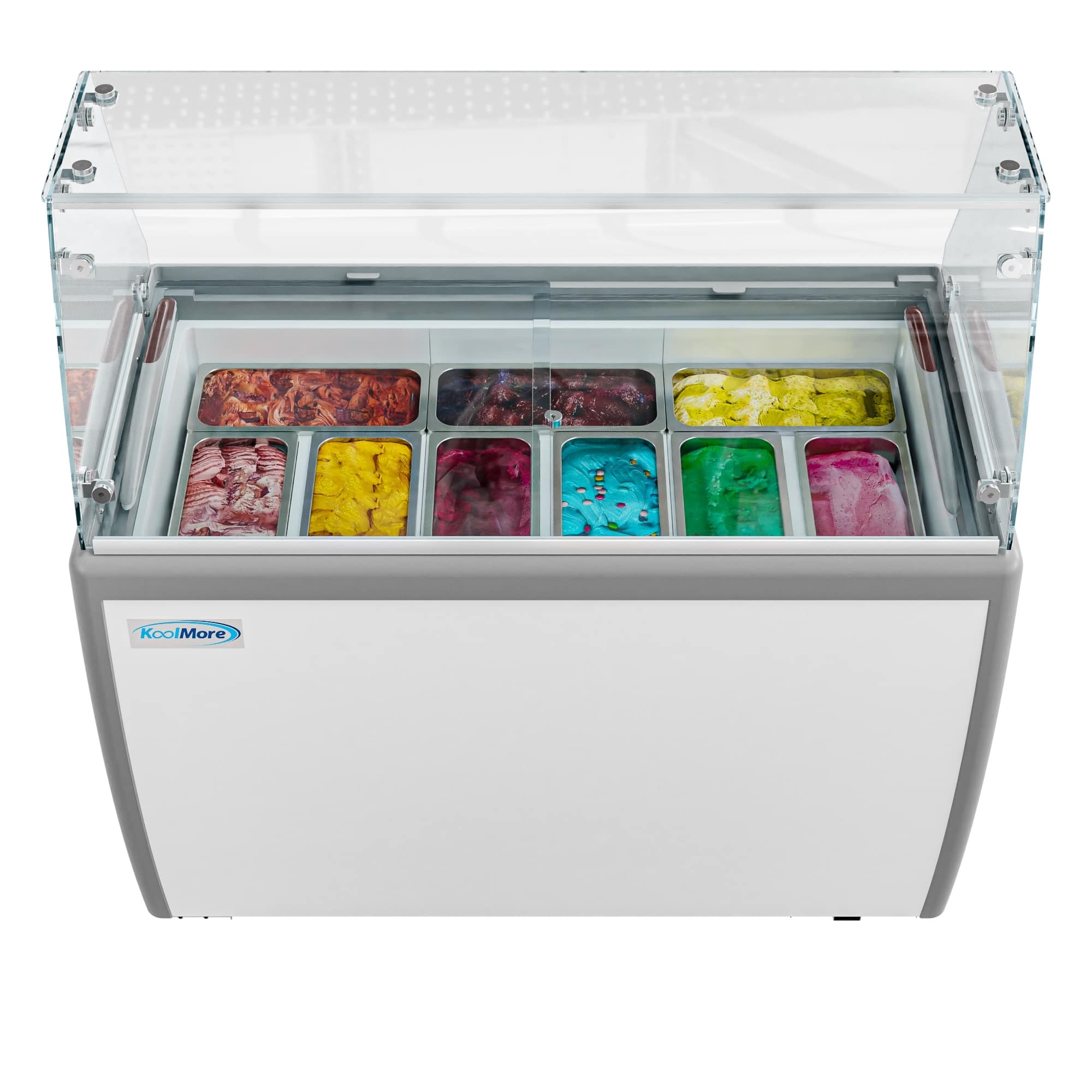 Koolmore - 50 in. Gelato Dipping Cabinet Display Freezer with Sliding Glass Door and Sneeze Guard 13 cu. ft. KM-GDC-49SD-FG - White