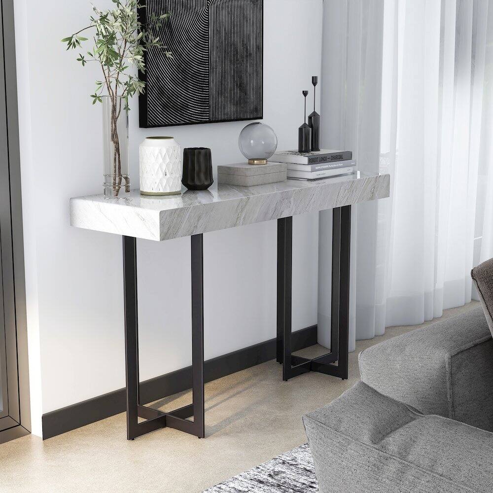 Alt View 4. Furniture of America - Vasket Contemporary Metal 1-Drawer Sofa Table - Gray.