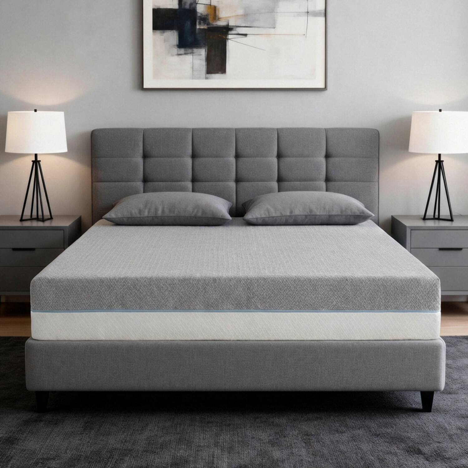 Angle. Vipbear - 10" King Size Reversible Gel Memory Foam Mattress, Plush 3‑Layer Foam Bed Mattress with Washable Cover, Fiberglass‑Free - 10 inch.