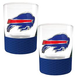 Great American Products - Buffalo Bills 2-Pack 14oz. Rocks Glass Set with Silcone Grip - Blue