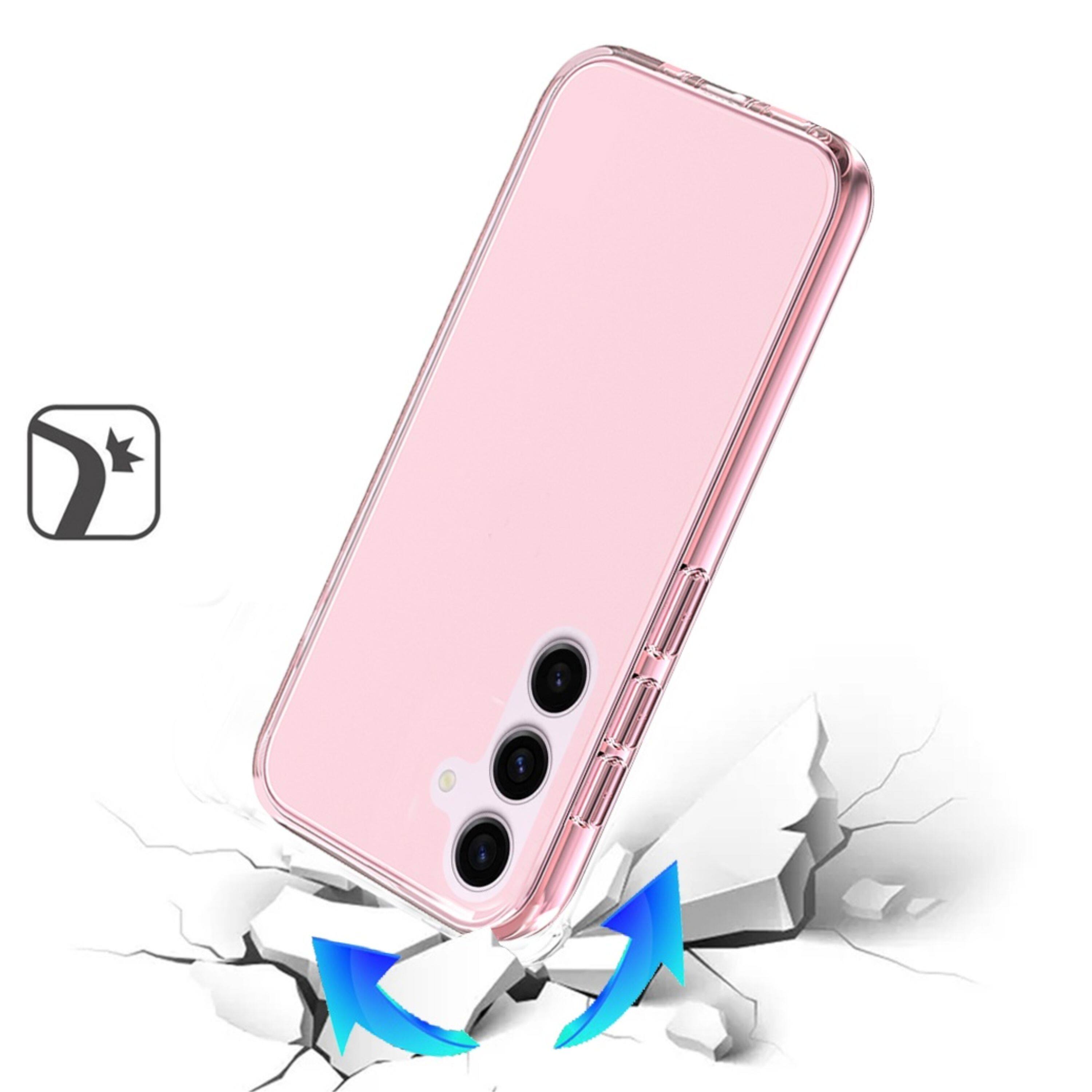 Left. Kitcheniva - Ultra Thick 3mm Translucent Phone Case With Tempered Glass For Samsung S25/S24 Pink - Pink.