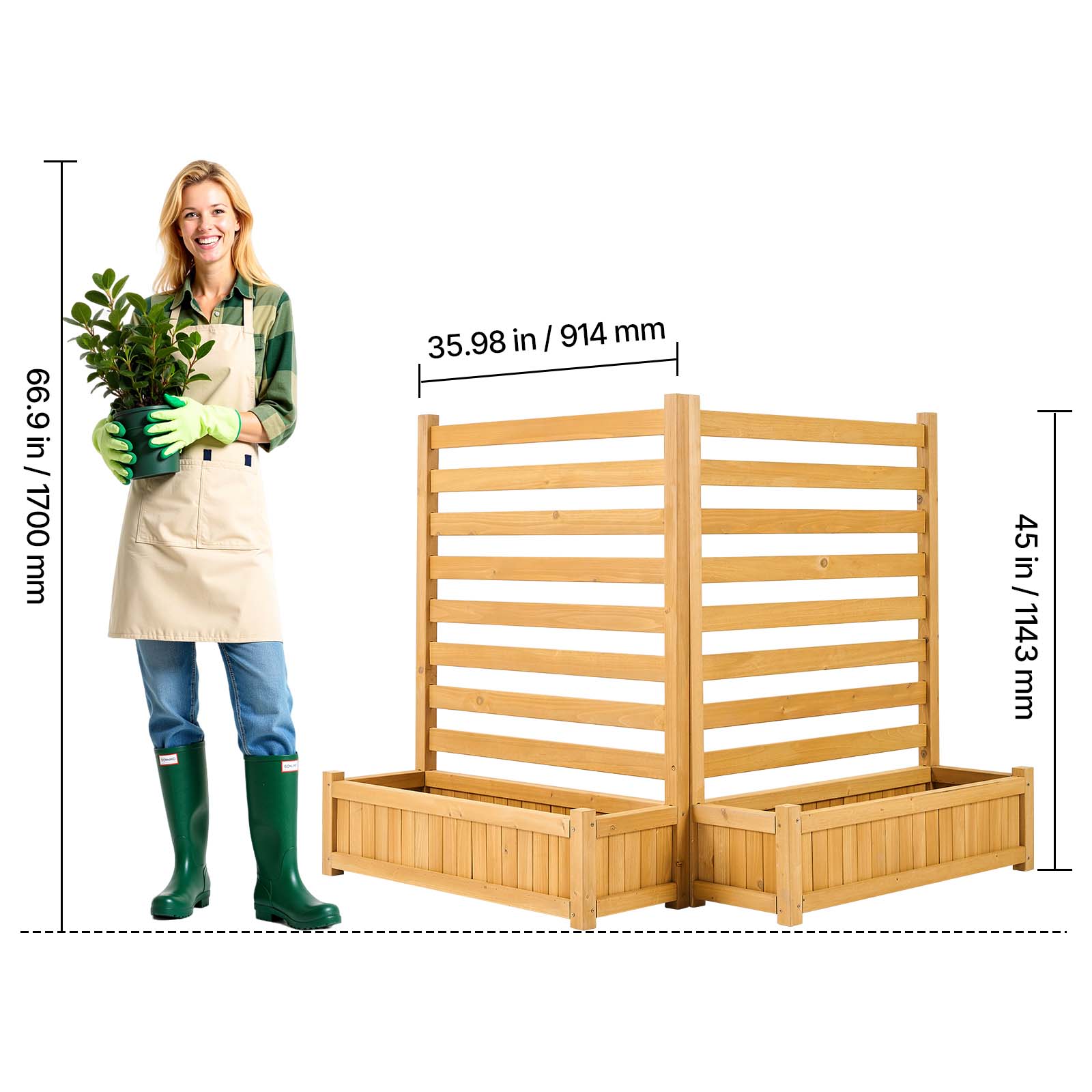 66.9 in / 1700 mm  
35.98 in / 914 mm  
45 in / 1143 mm