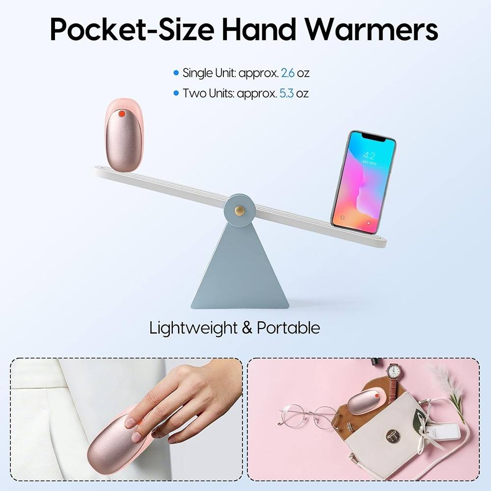 Pocket-Size Hand Warmers

- Single Unit: approx. 2.6 oz
- Two Units: approx. 5.3 oz

Lightweight & Portable