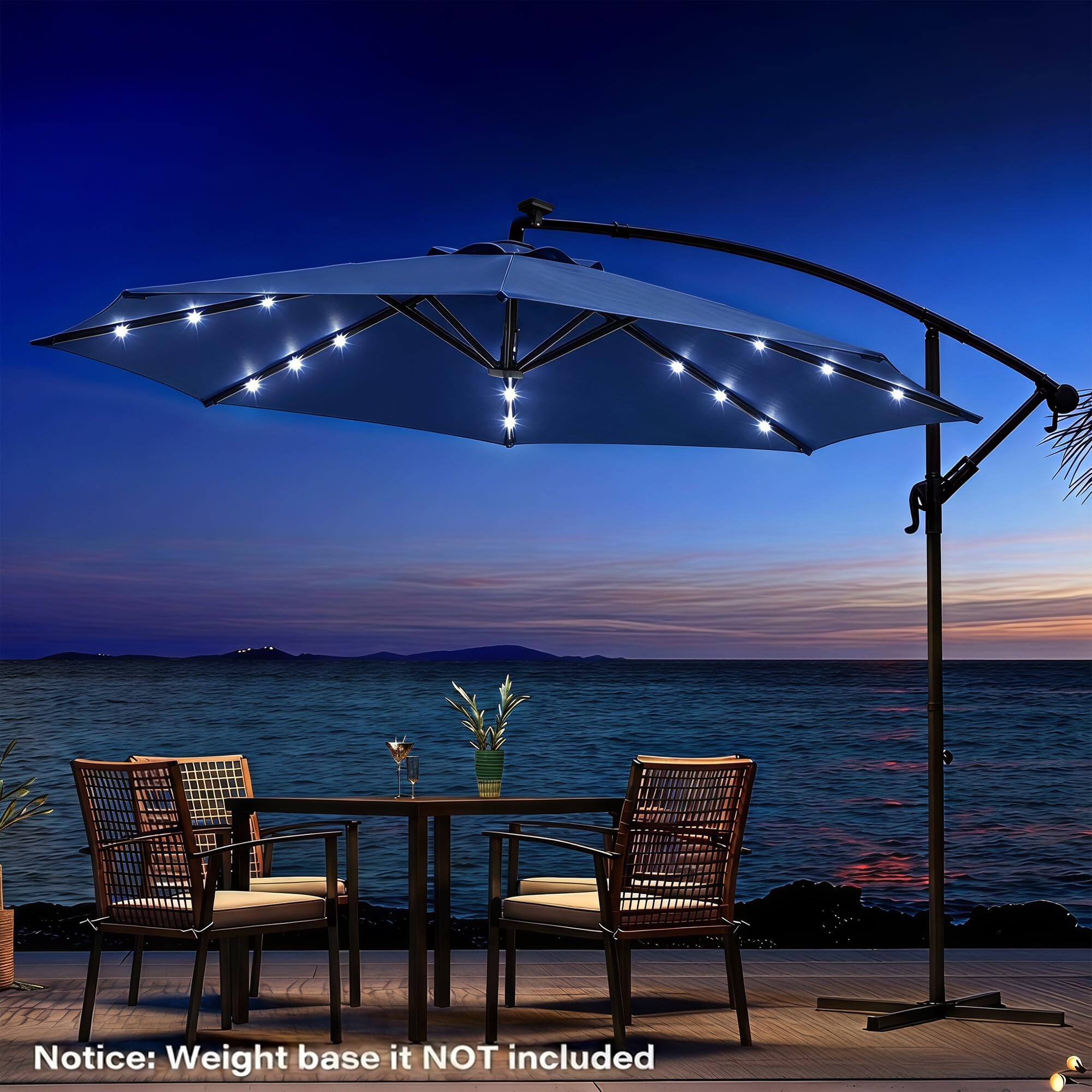 LAUSAINT HOME 10 ft Offset Patio Umbrella LED Lights Cantilever Outdoor ...