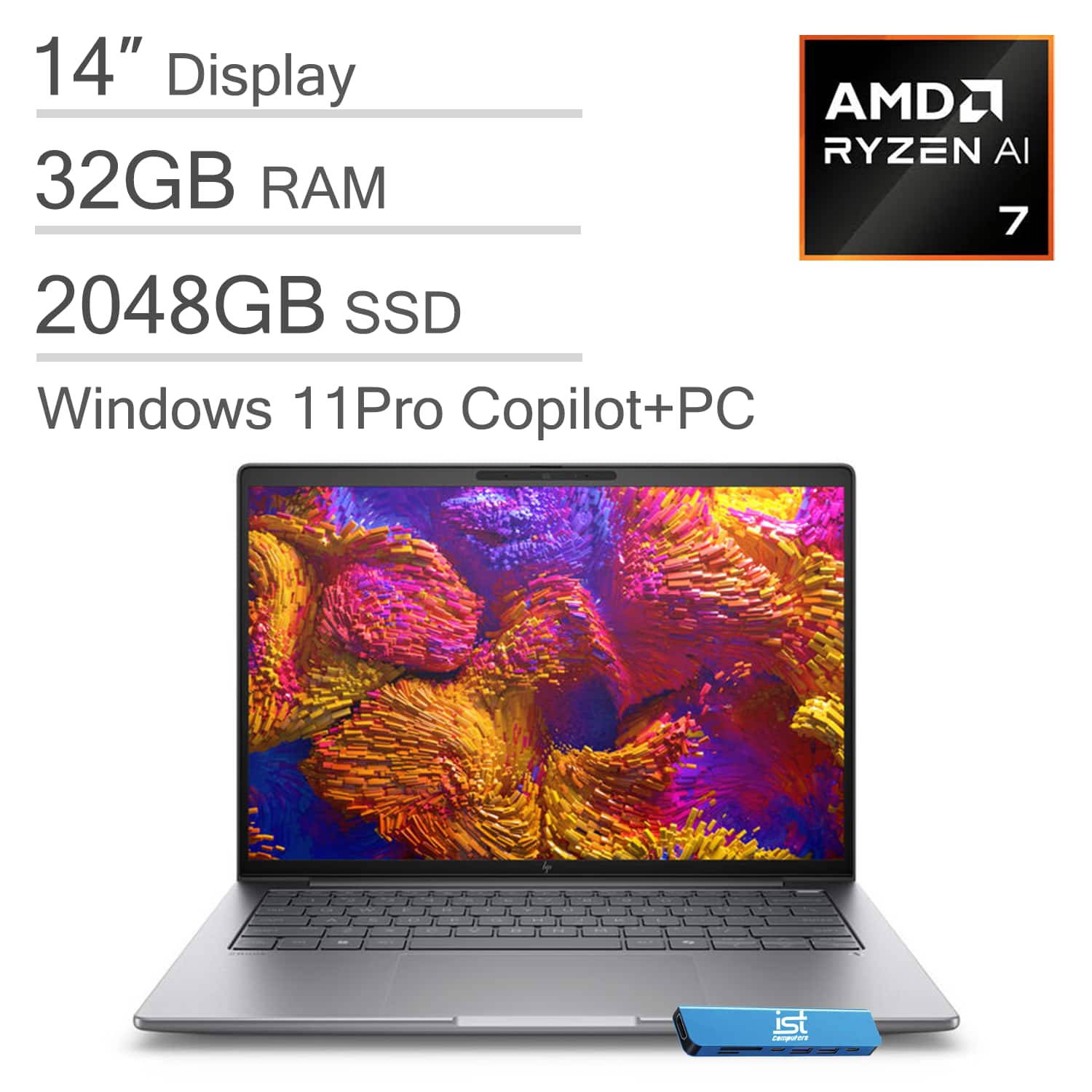 HP - ZBook 8 G1ak 14" FHD+ Mobile Workstation AI Laptop - AMD Ryzen AI 7 PRO 350 - 32GB Memory - 2TB SSD - Windows 11 Pro - Gray