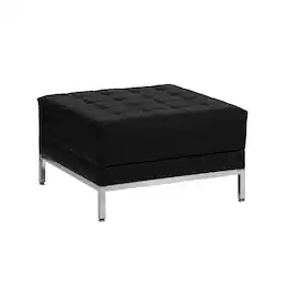 Emma + Oliver - Faux Leather Quilted Tufted Living Room/Reception Ottoman - Black