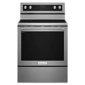 KitchenAid - 30 in. Wide 5 elements 6.4 cu. ft. Self-Cleaning Freestanding Electric Convection Range - Stainless Steel