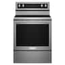 KitchenAid - 30 in. Wide 5 elements 6.4 cu. ft. Self-Cleaning Freestanding Electric Convection Range - Stainless Steel
