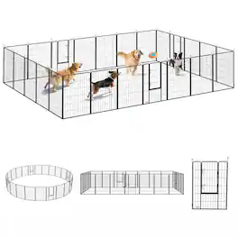 PULUZ - Dog Playpen for Indoor Outdoor, 24 Panels 44.5 inch H Puppy Playpen with Lockable Door, DIY Shape Pet Exercise Fence