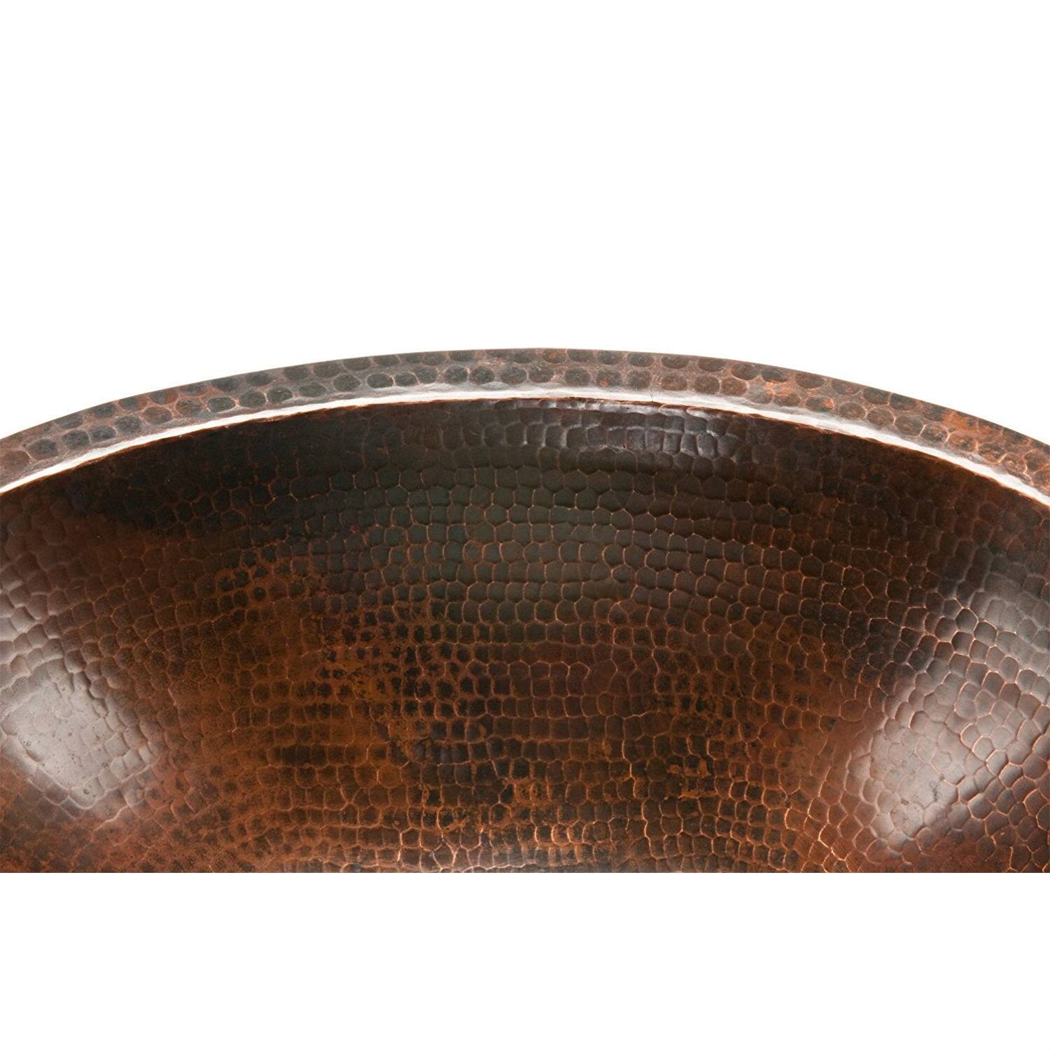 Left. Hivvago - Oval Hammered Copper Bathroom Vessel Sink 17 x 12 inch - Copper.