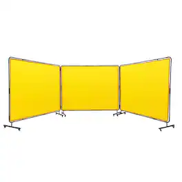 VEVOR - Welding Screen with Frame, 6' x 8' 3 Panel Welding Curtain Screens, Flame-Resistant Vinyl Welding Protection Screen - Yellow