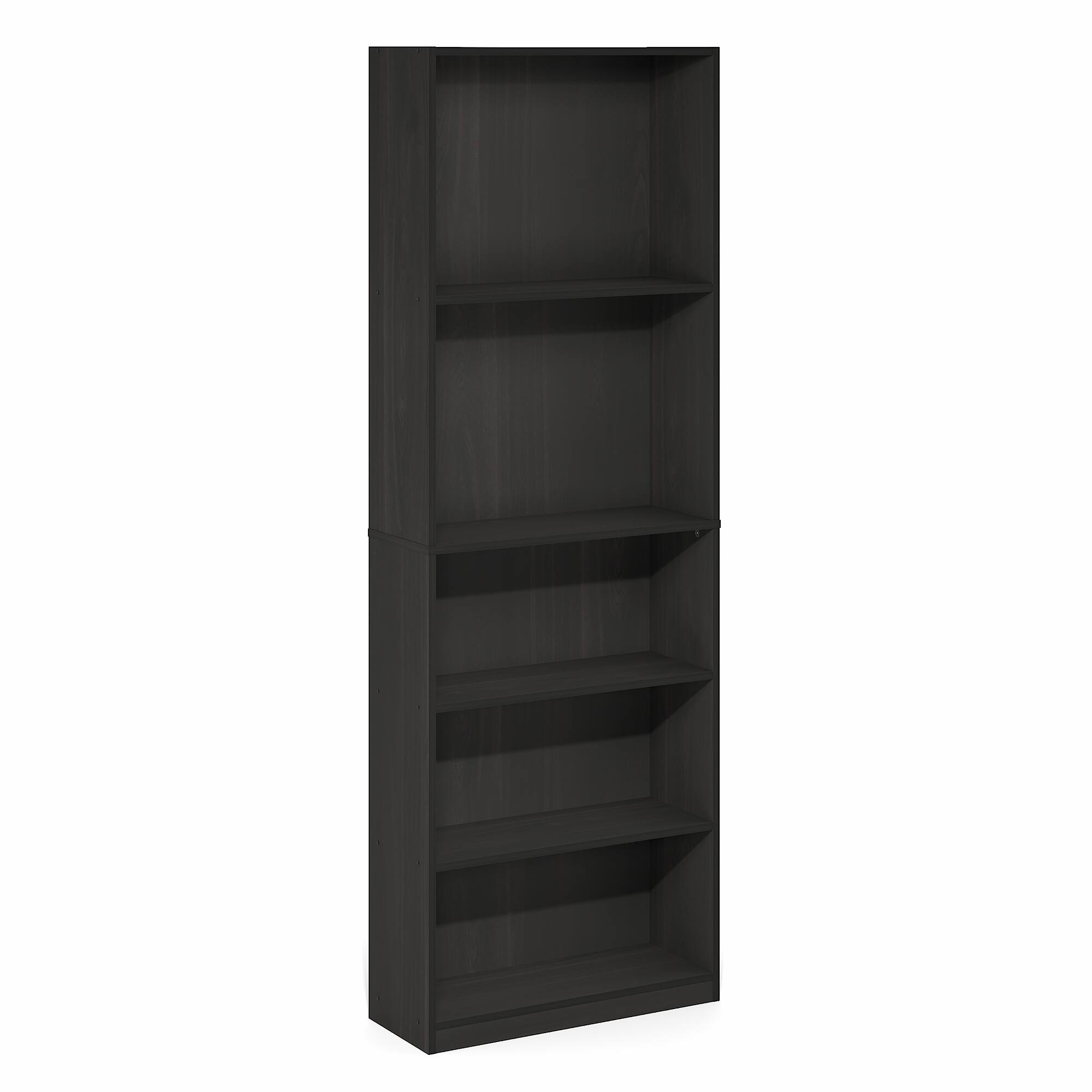 Alt View 5. Furinno - JAYA Book Shelf, 5-Tier Bookshelf with Open Storage Shelf, Standing Bookcase, for Home Office, Living Room, Bedroom - Espresso.