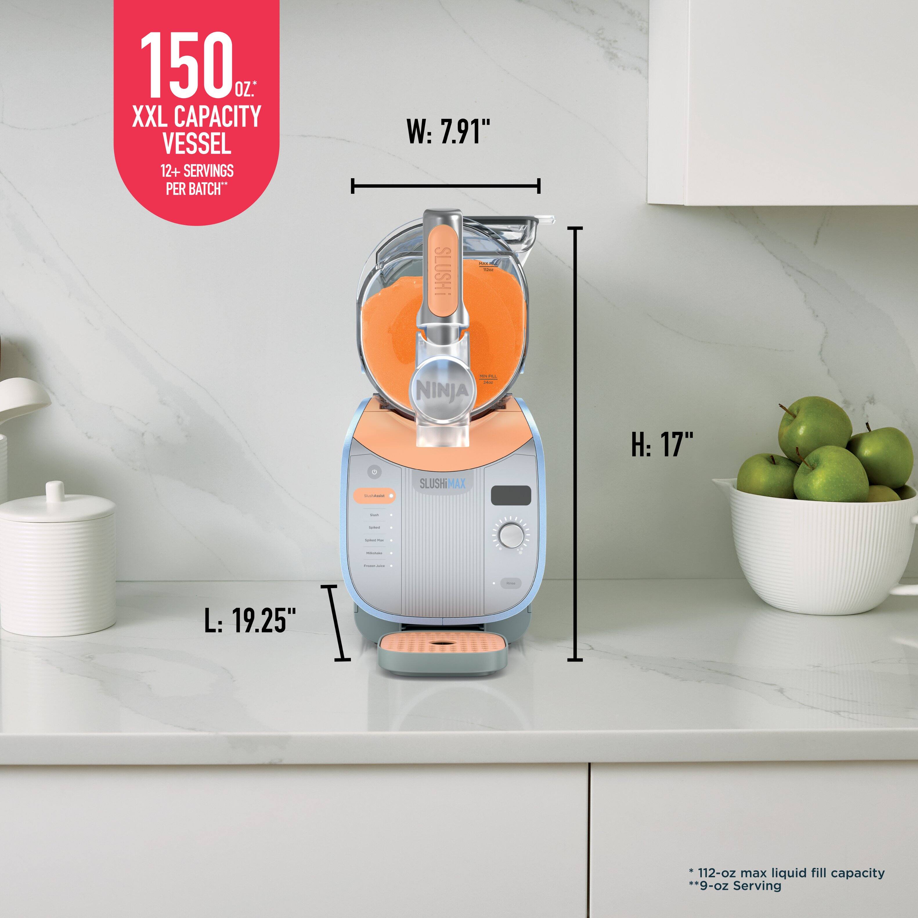 150 OZ: XXL CAPACITY VESSEL  
12+ SERVINGS PER BATCH  

W: 7.91"  
H: 17"  
L: 19.25"  

112-oz max liquid fill capacity  
9-oz Serving