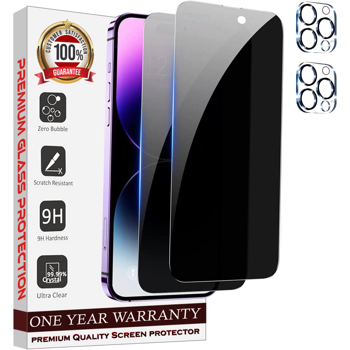 CUSTOMER 100% SATISFACTION GUARANTEE

PREMIUM GLASS PROTECTION

- Zero Bubble
- Scratch Resistant
- 9H Hardness
- 99.99% Crystal Clear
- Ultra Clear

ONE YEAR WARRANTY

PREMIUM QUALITY SCREEN PROTECTOR