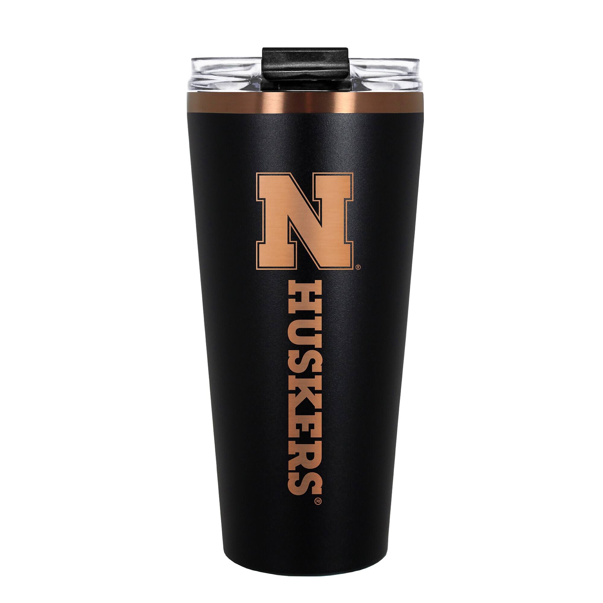 Front. Great American Products - Nebraska Huskers 30oz. Big Slim Tumbler - Black.