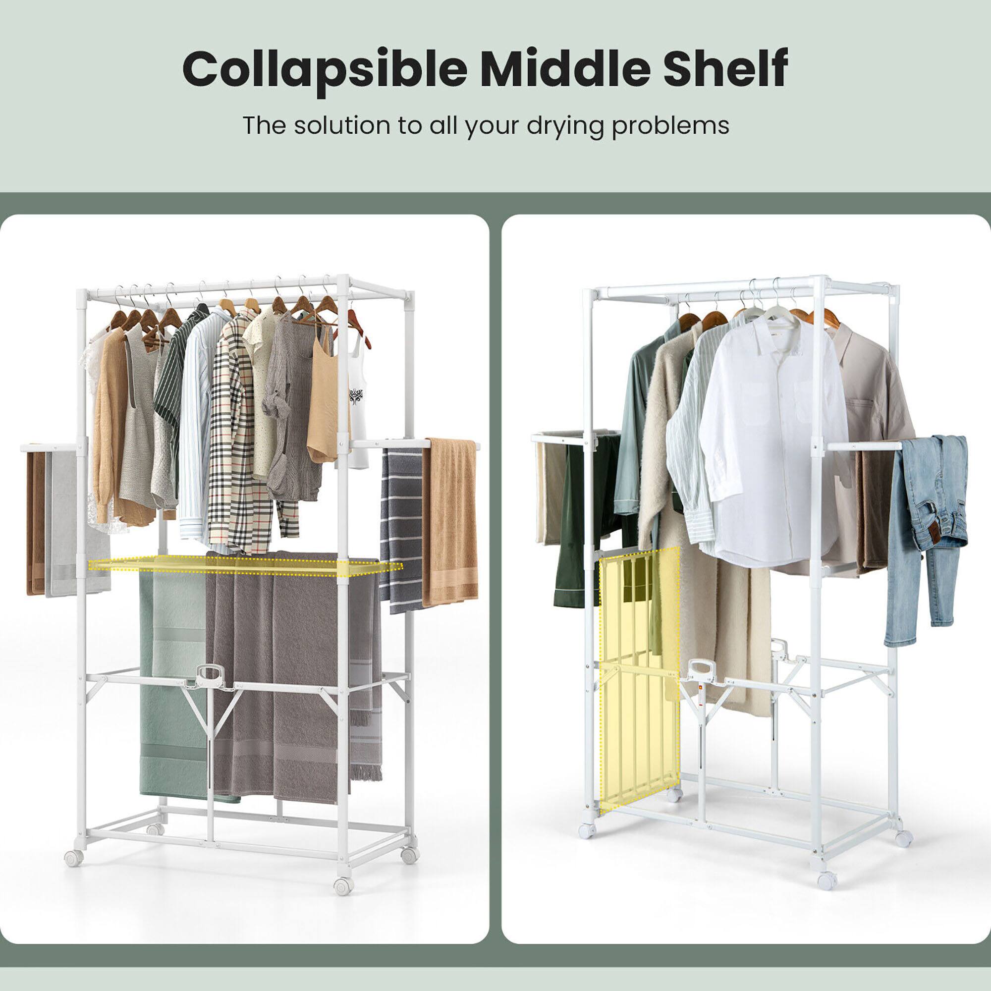 Collapsible Middle Shelf  
The solution to all your drying problems