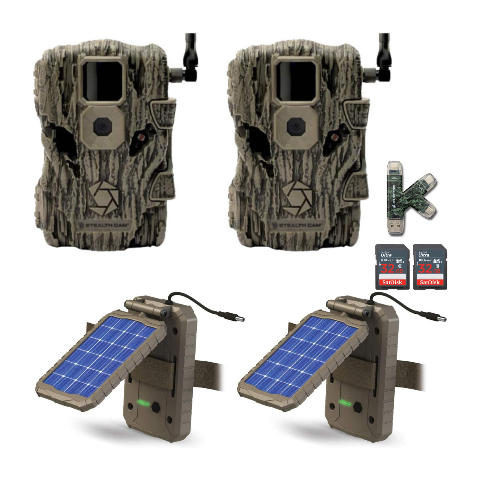 Stealth Cam - Fusion X 26MP Trail Camera AT and T with Solar Panel and SD 2 Pack