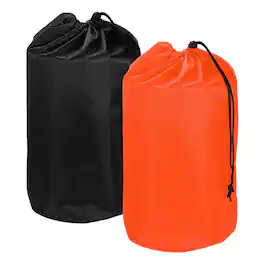 Unique Bargains - Stuff Sack, Portable Waterproof Ultralight Drawstring Dry Bag w/ Toggle, 9x17in, 2pcs for Backpacking/Camping - Orange, Black