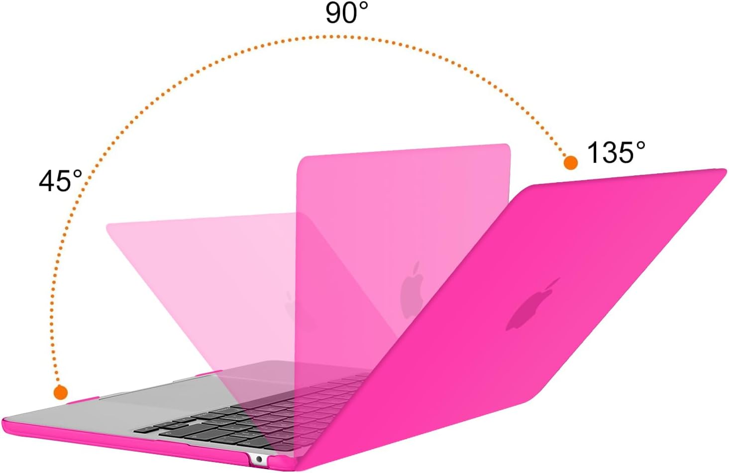Back. mosiso - Laptop Case for MacBook Air 13 inch Case M5 A3449 M4 A3240 M3 A3113 M2 A2681 2022-2026 - Bright Rose.