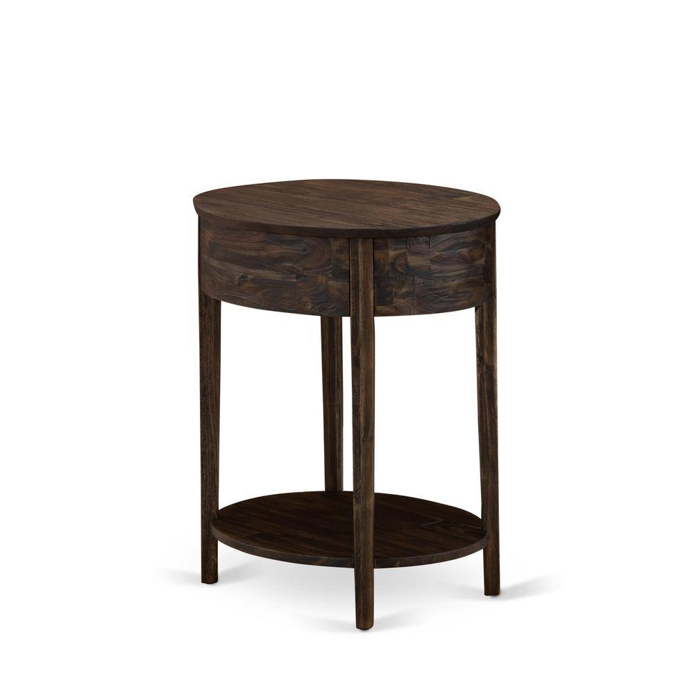 Left. East West Furniture - HI-07-ET Small End Table with 1 Wood Drawer, Stable and Sturdy Constructed - Distressed Jacobean Finish - Distressed Jacobean.