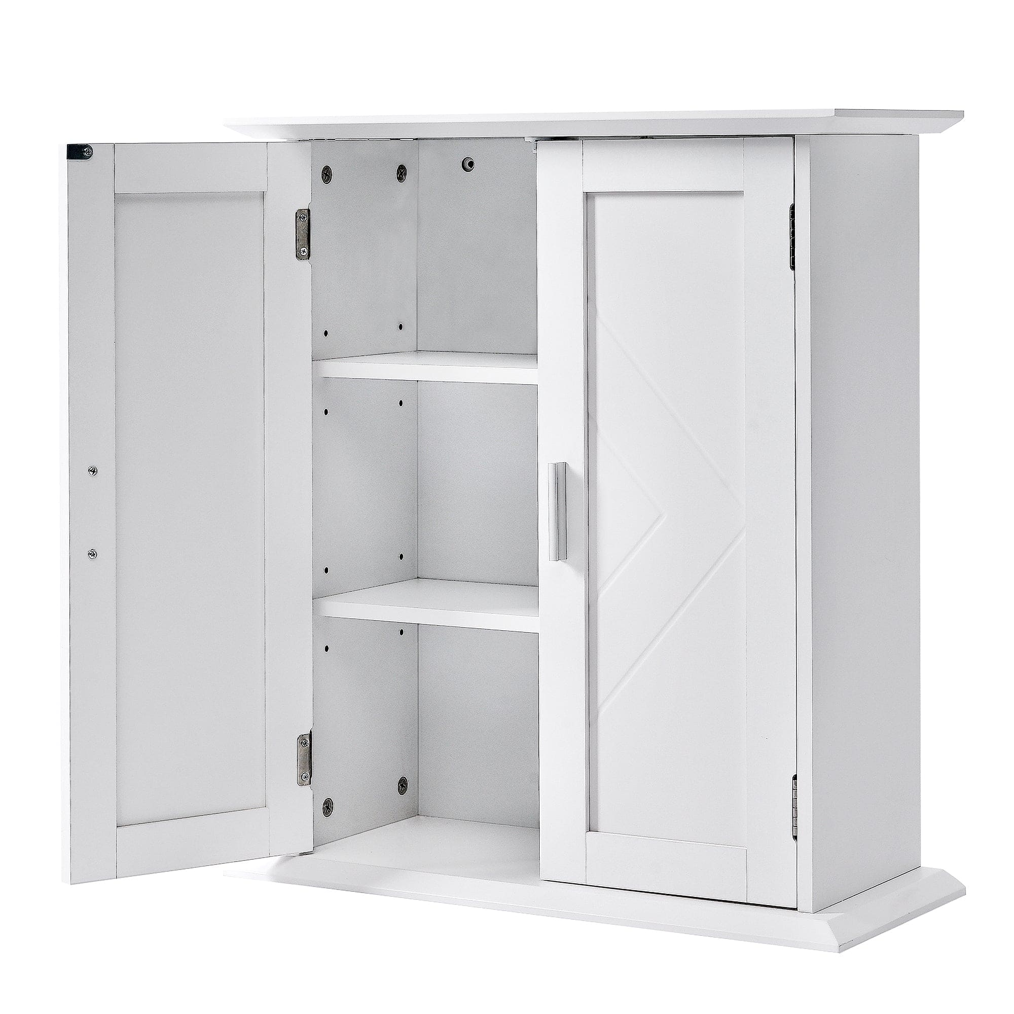 Vecelo - Freestanding Bathroom Storage Cabinet with Adjustable Shelves, Waterproof MDF Floor Cabinet for Small Spaces - White