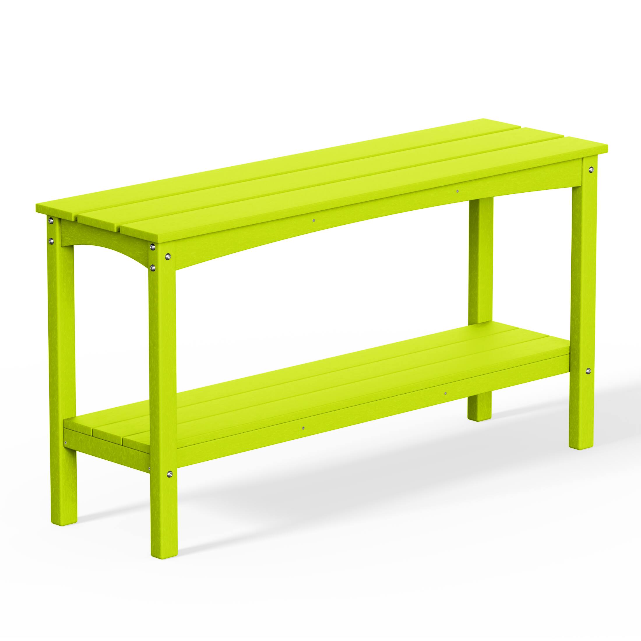 Left. WestinTrends - WestinTrends Malibu 55" Outdoor Patio HDPE Adirondack 2-Tier Shelf Console Table - Lime.