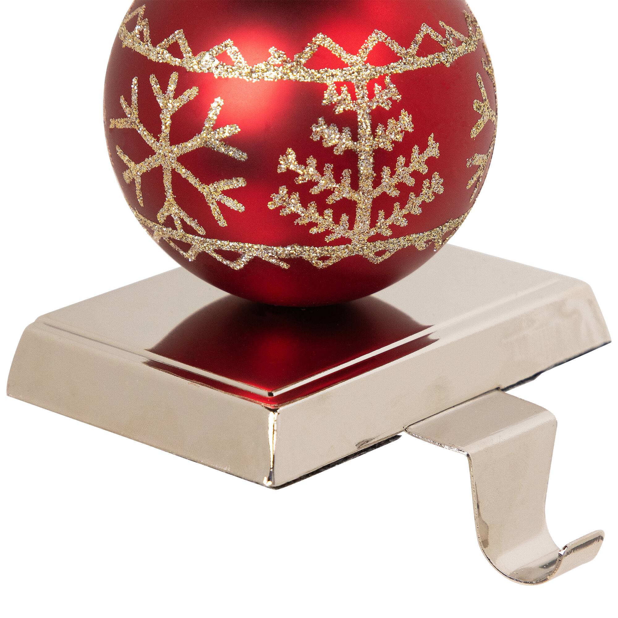 Alt View 7. Northlight - Glitter Snowflake Red Ball Ornament Christmas Stocking Holder - 5.5" - Red.