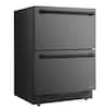 Front. NewAir - Newair 24 inch Refrigerator and Outdoor Freezer, Undercounter Refrigerator Freezer Convertible - Black Stainless Steel.