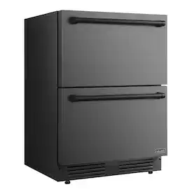 NewAir - 24 inch Refrigerator and Outdoor Freezer, Undercounter Refrigerator Freezer Convertible - Black Stainless Steel