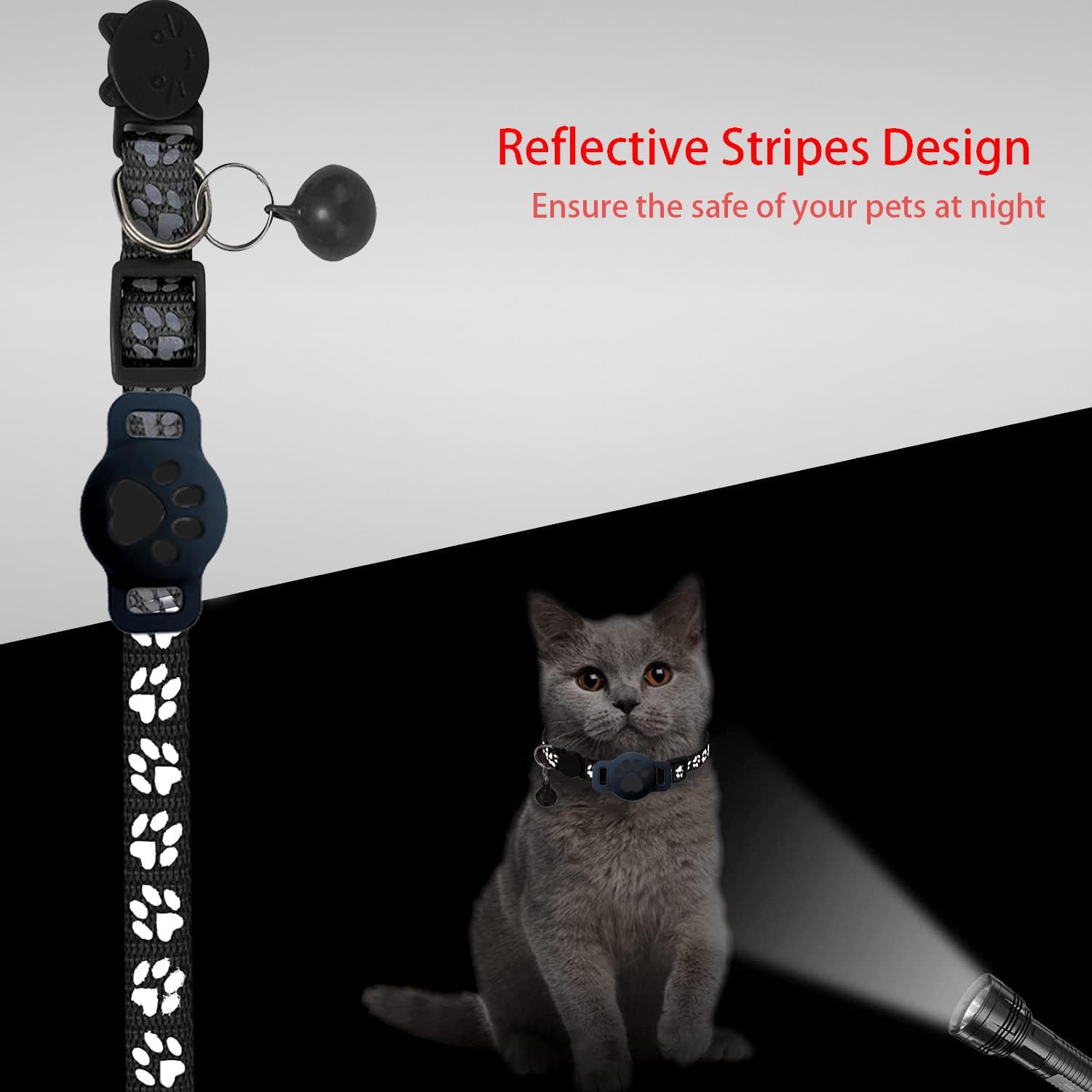 Reflective Stripes Design  
Ensure the safe of your pets at night