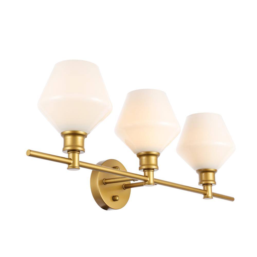 Alt View 4. Living District - Gene 3 light Brass and Frosted white glass Wall sconce - Brass And Frosted White Glass.