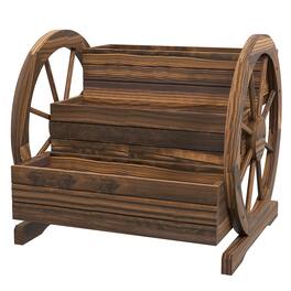 Outsunny - Wagon Planter Box, 3-Tier Raised Garden Bed, for Vegetables Flowers Herbs - Carbonized