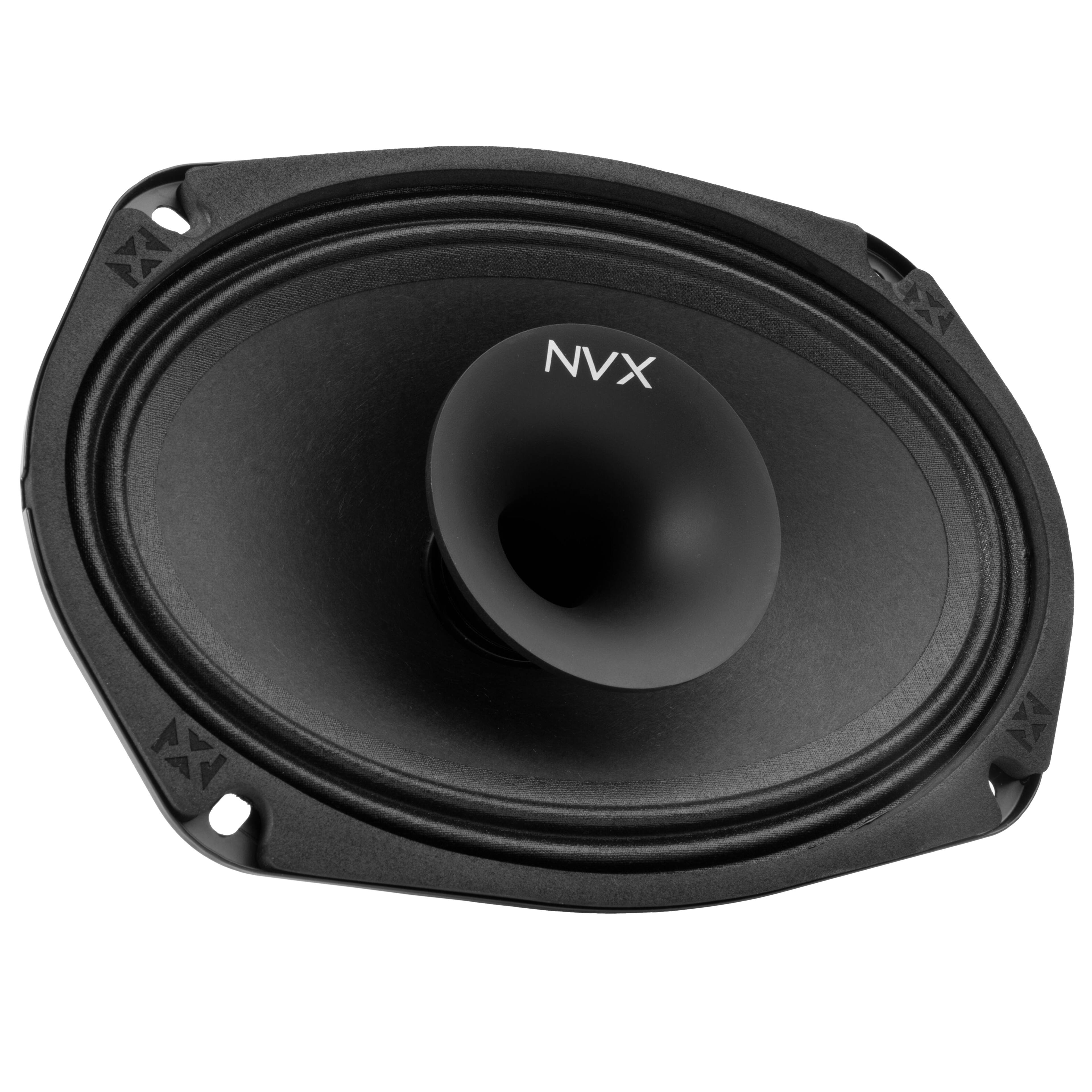 Left. NVX - VPRO69H (Sold Individually) 400W Peak (200W RMS) 6x9in V-Series Pro 2-Way Coaxial Loudspeaker with Horn Tweeter.