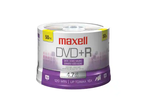 50K 50% maxell DVD+R DATA-VIDEO-MUSIC DATA MUSIC DONNÉES-VIDÉO-MUSIC MUSIC WRITE-ONCE SINGLE-SIDED INSCRIPTIBLE UNE SEULE FOIS UNE FACE GB 4.7 GO RW RW M N6A 120 MIN | UP TO/MAX 16X