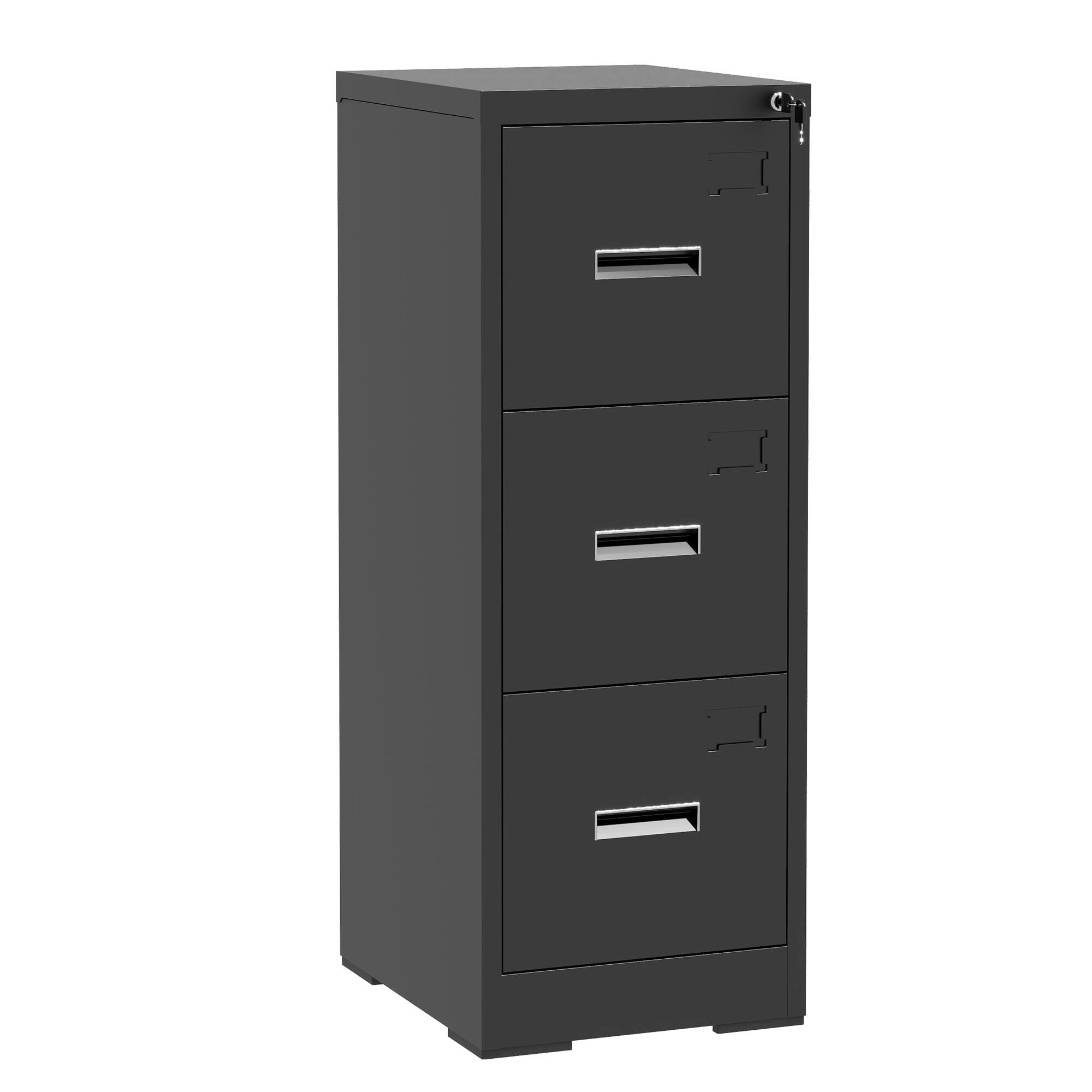 Alt View 1. GOODSILO - Three-Drawer Vertical File Storage Cabinet with Locking System and Card Slot for Office and Home Use - Black.