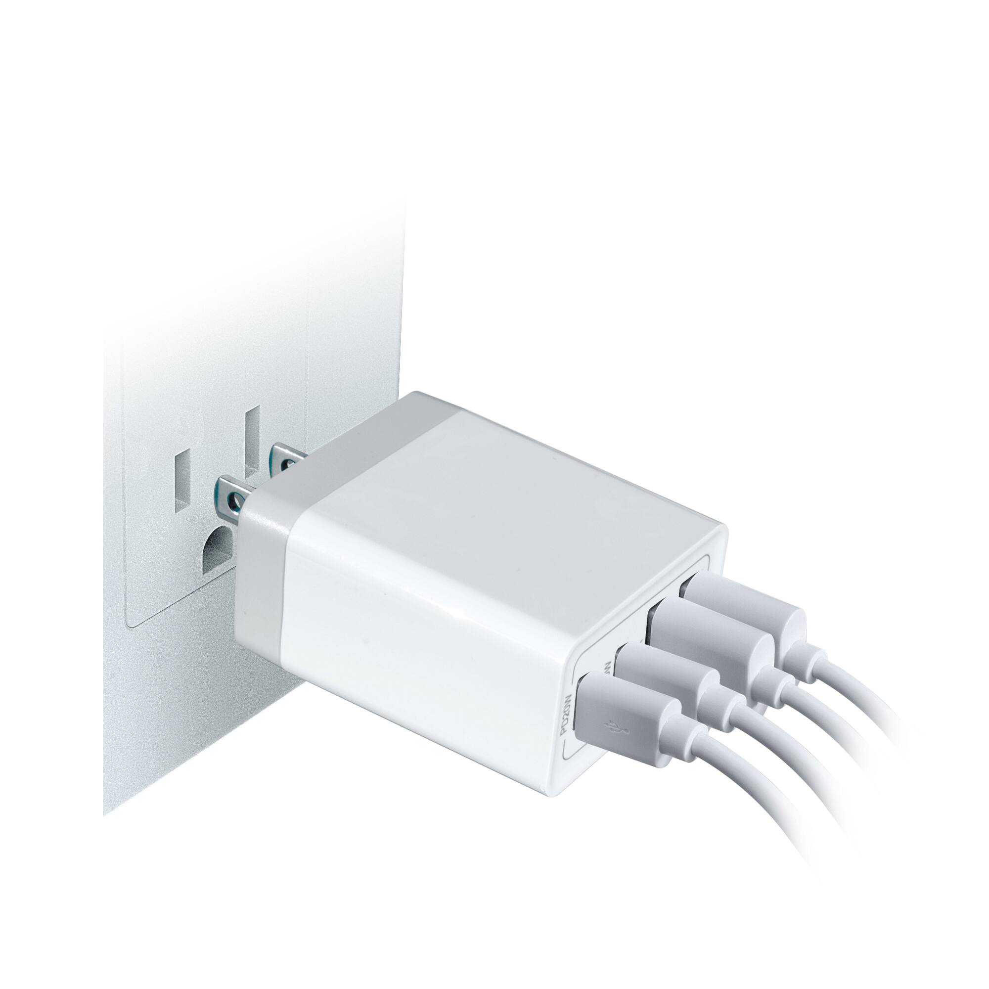 Alt View 5. Xyst - 35-Watt 4-Port USB-A and USB-C Wall Charger - White.