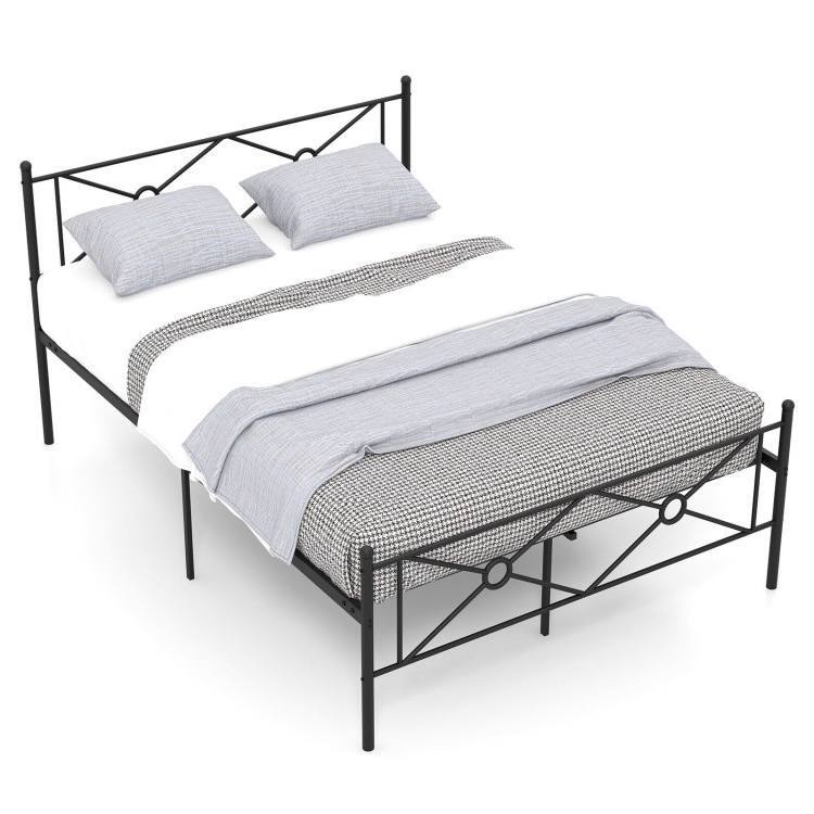 Angle. Hivvago - Hivvago Full Size Modern Metal Platform Bed Frame with Headboard and Footboard - Black.