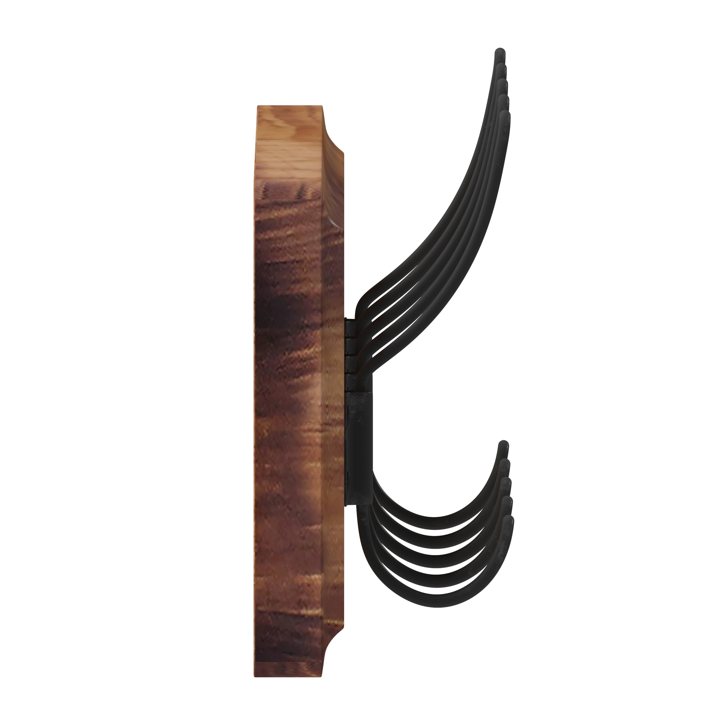 Alt View 8. Emma + Oliver - Wade Rustic Wall Hanging Storage Rack with 5 Hooks for Entryway, Kitchen, Bathroom and More - Rustic Brown.