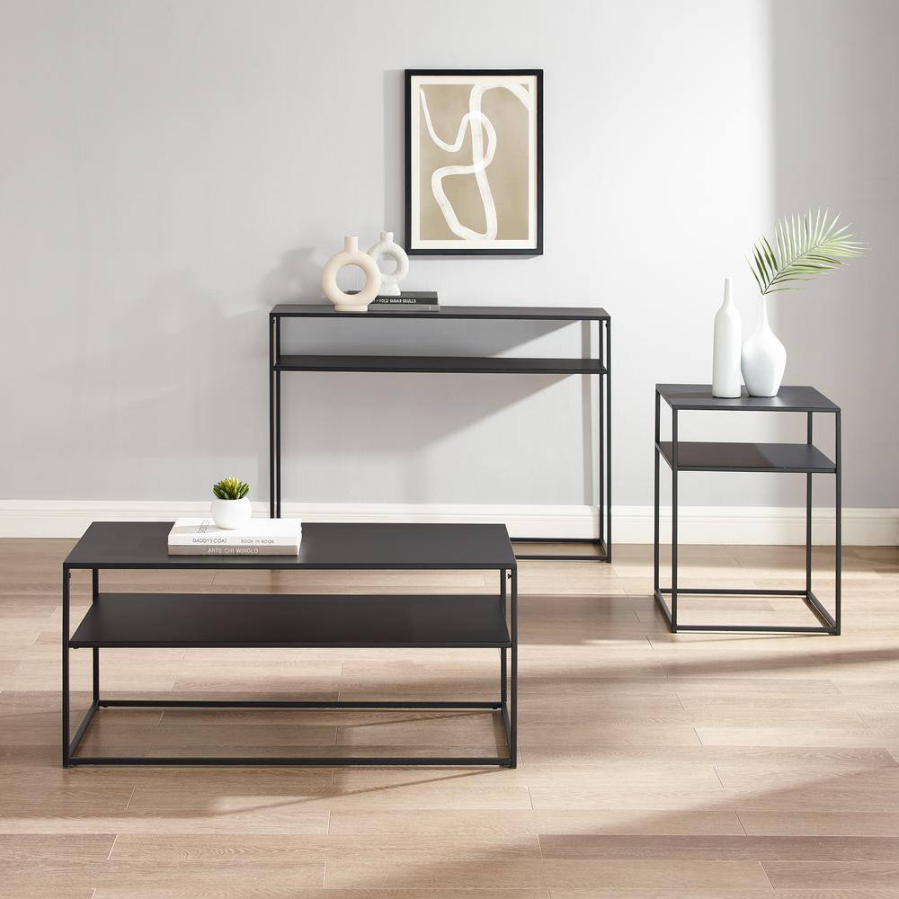 Alt View 7. Crosley Furniture - Braxton 3-Piece Coffee Table Set - Coffee Table - Matte Black.