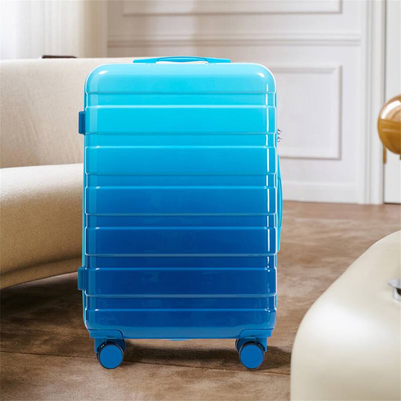 Alt View 5. HTUTWOO - PC Spinner Wheel Luggage Sets - 20"/24"/28" 3 Pcs Carry On Suitcase, Gradient Color, Combination Lock - Navy+Light Blue.