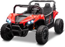 Homhougo - 2 Seater Ride on Car with Remote Control, 24V Electric UTV for Big Kids Battery Power 4 Wheels Ride on Truck w/21 - Red