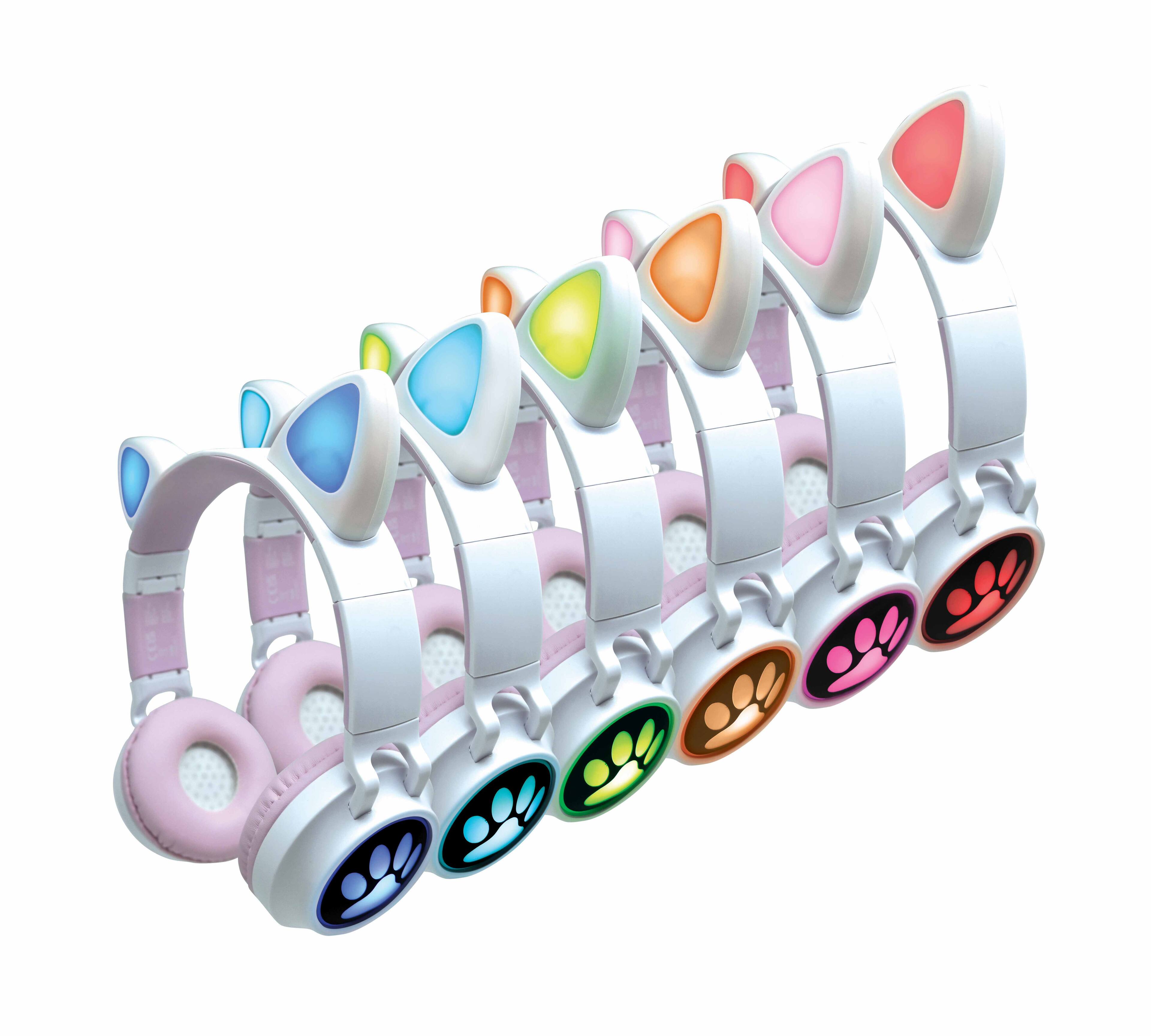 Alt View 2. Lexibook - Cat’s Ears Shape Wireless Rechargeable Headphones with Lights.