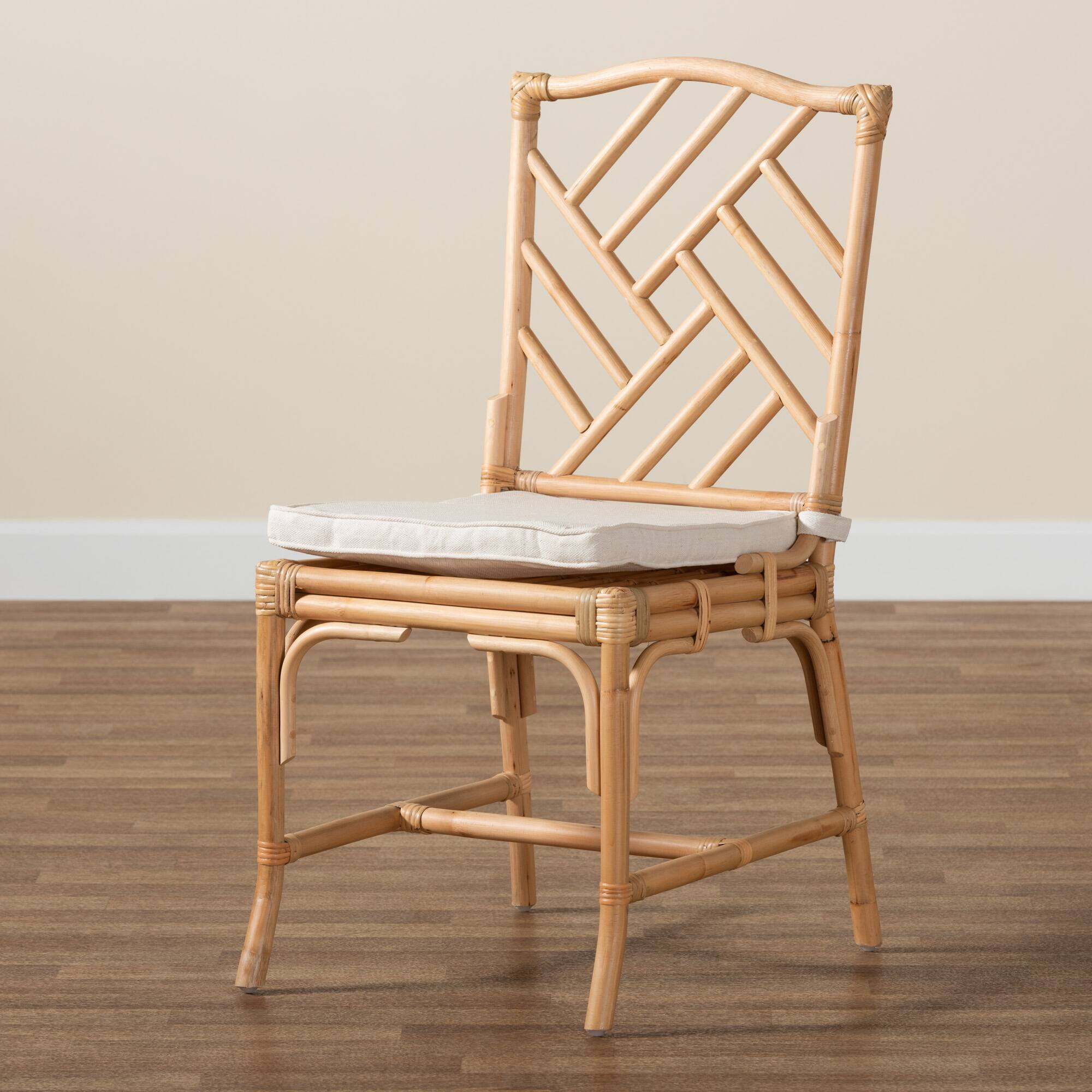 Alt View 5. bali & pari - Rio Modern Bohemian Rattan Dining Chair - White/Natural Brown.