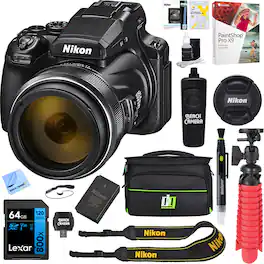 Nikon - COOLPIX P1100 125x Super Zoom 3000mm 4K UHD VR Compact Camera Bundle