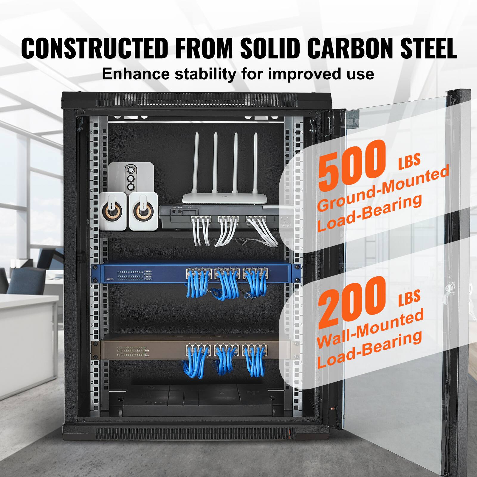 CONSTRUCTED FROM SOLID CARBON STEEL  
Enhance stability for improved use  

500 LBS  
Ground-Mounted Load-Bearing  

200 LBS  
Wall-Mounted Load-Bearing